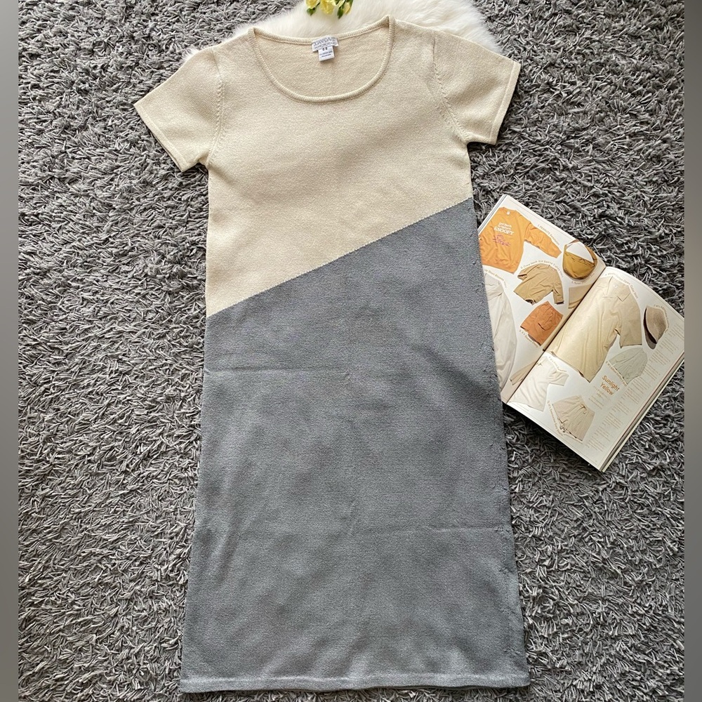 Joan & David Two-Tone Merino Wool Blend Dress